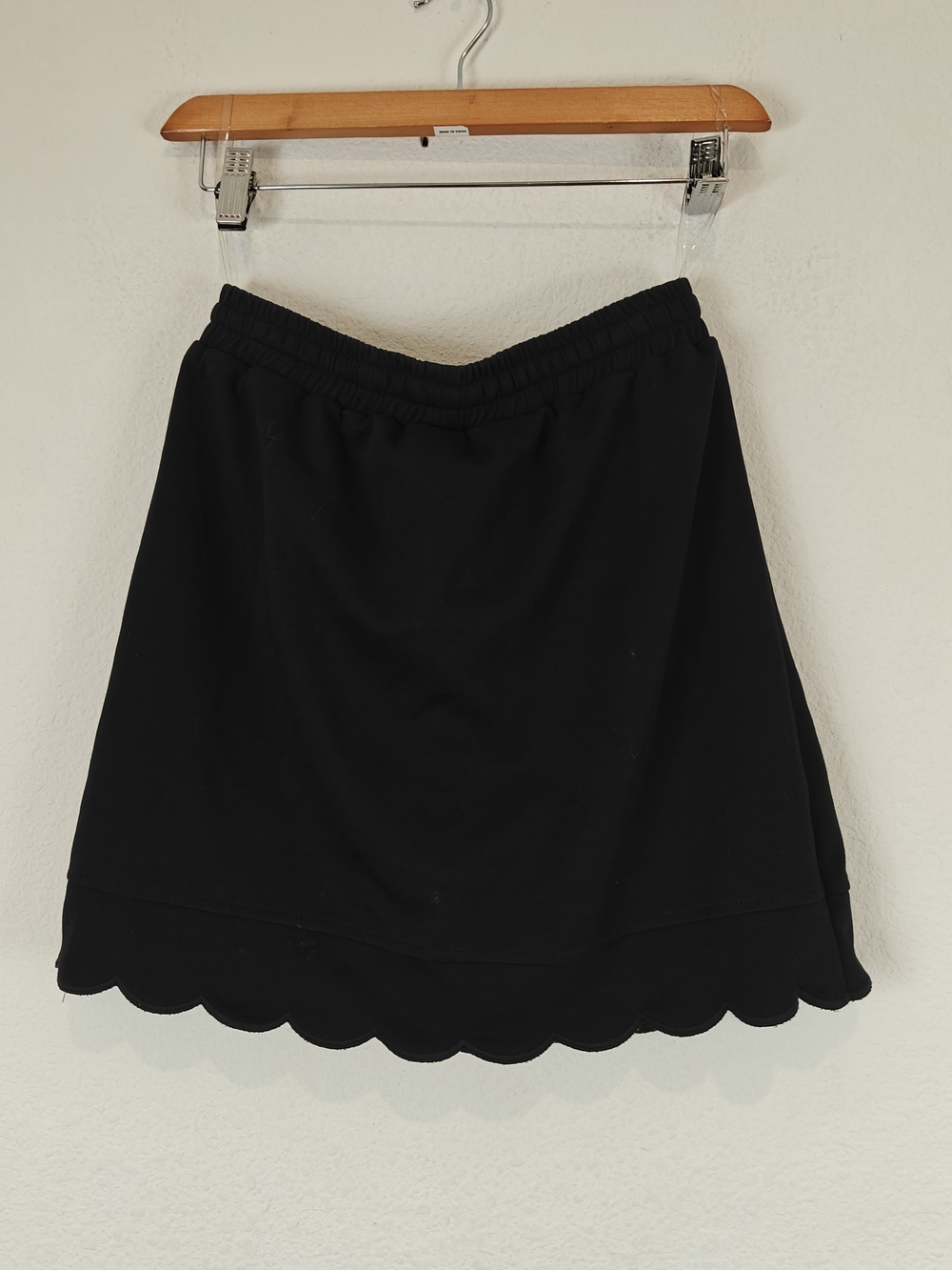 Entro Scallop Hem Skort Mini Skirt Black Athleisure Drawstring Shorts Lined Sz S - Picture 9 of 12
